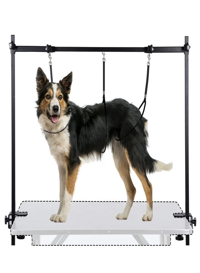 AGESISI H-Shape Dog Grooming Arm with Clamp, Heavy Duty Pet Grooming Table Arm with Loop Noose, 32" Height Adjustable and 34" - 50" Width Adjustable for Large & Medium & Small Pets, Black - Image 1